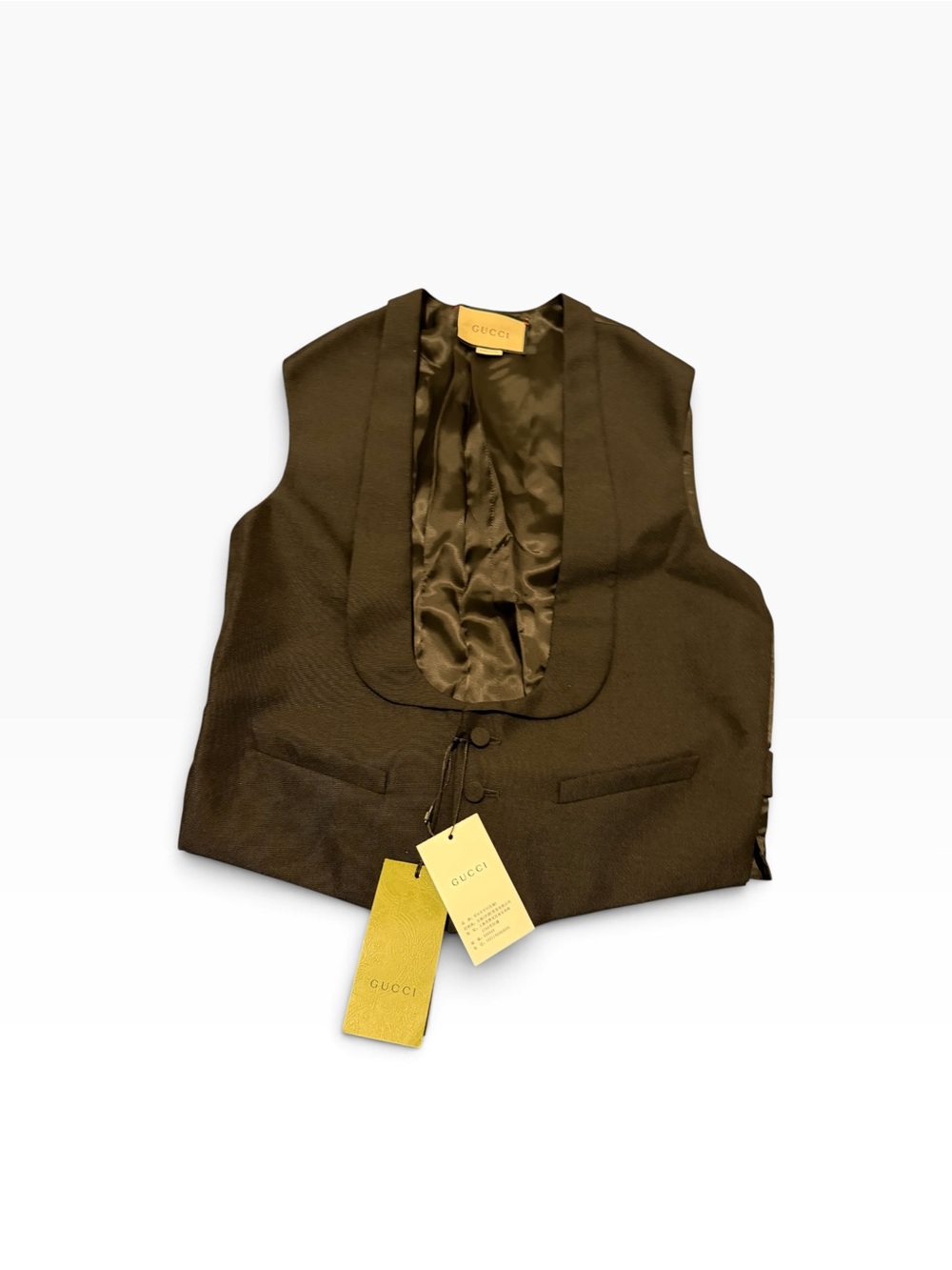 Gucci Men's black cotton & Satin-Trim Vest,NWT,SZ48